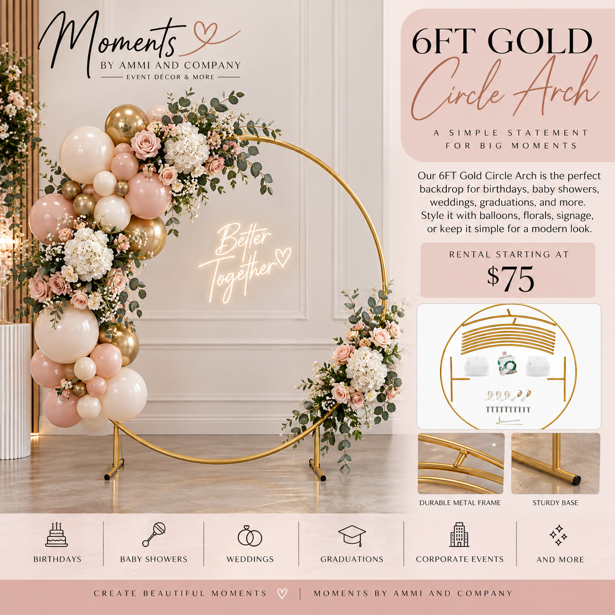 6FT Gold Circle Arch