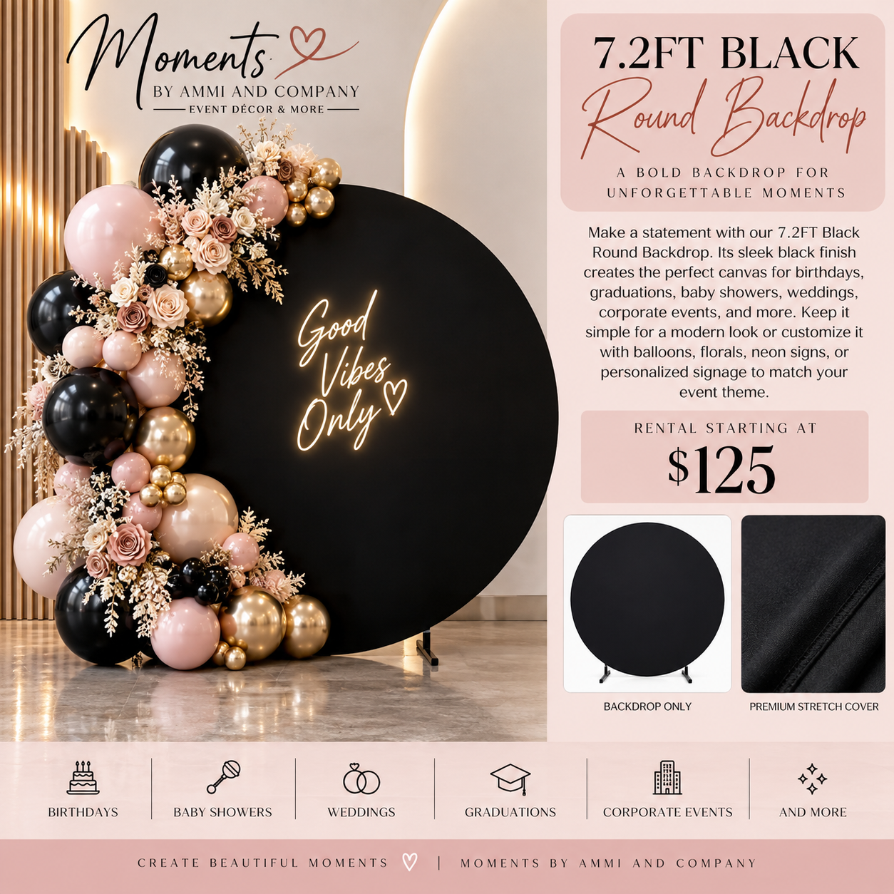 Black round backdrop