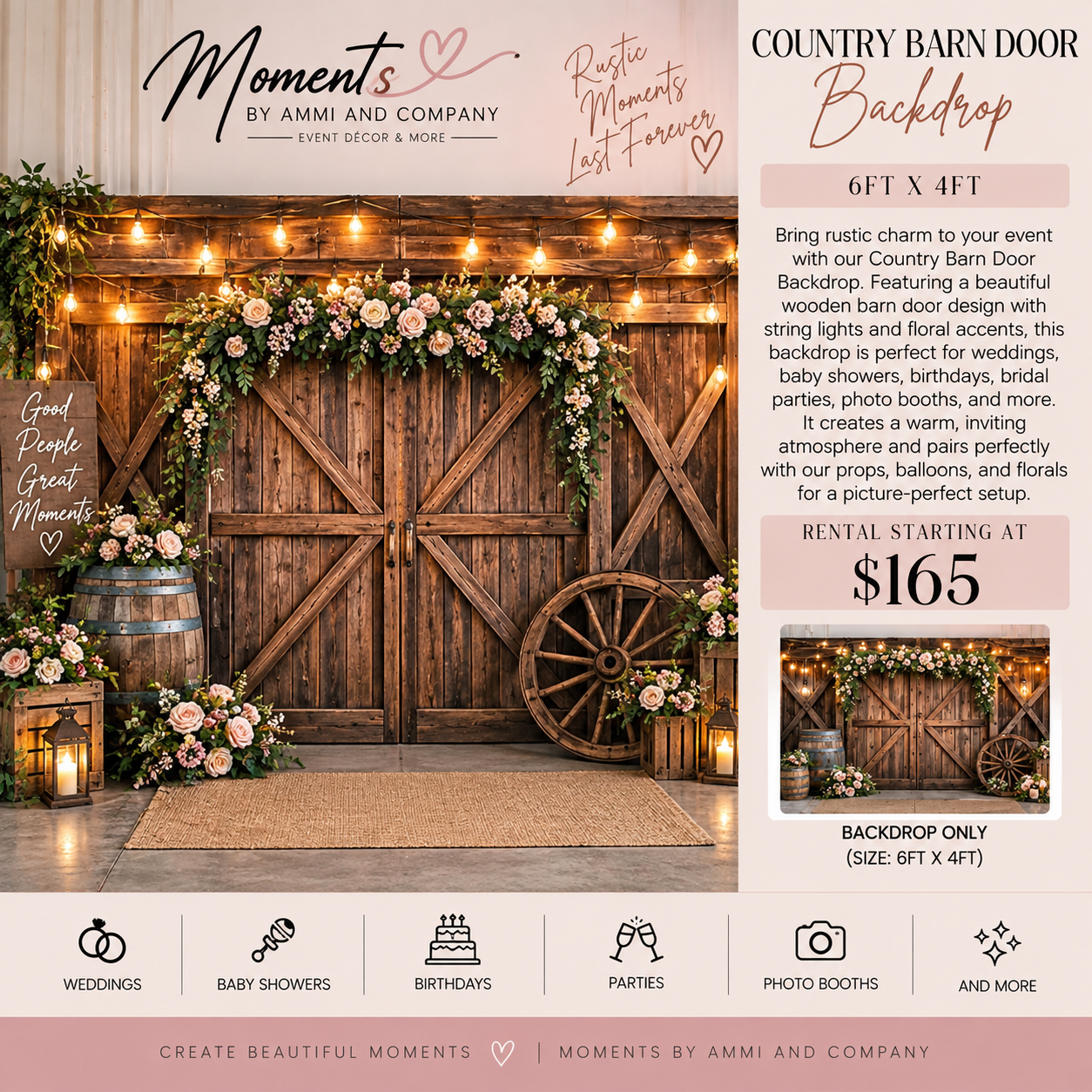 Country barn door backdrop