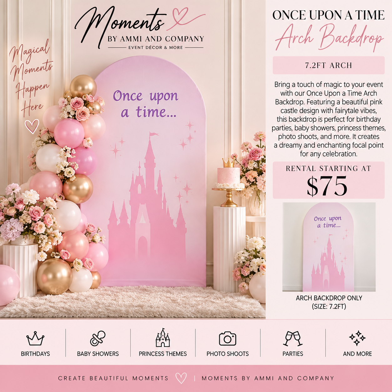 Once Upon a Time pink castle backdrop