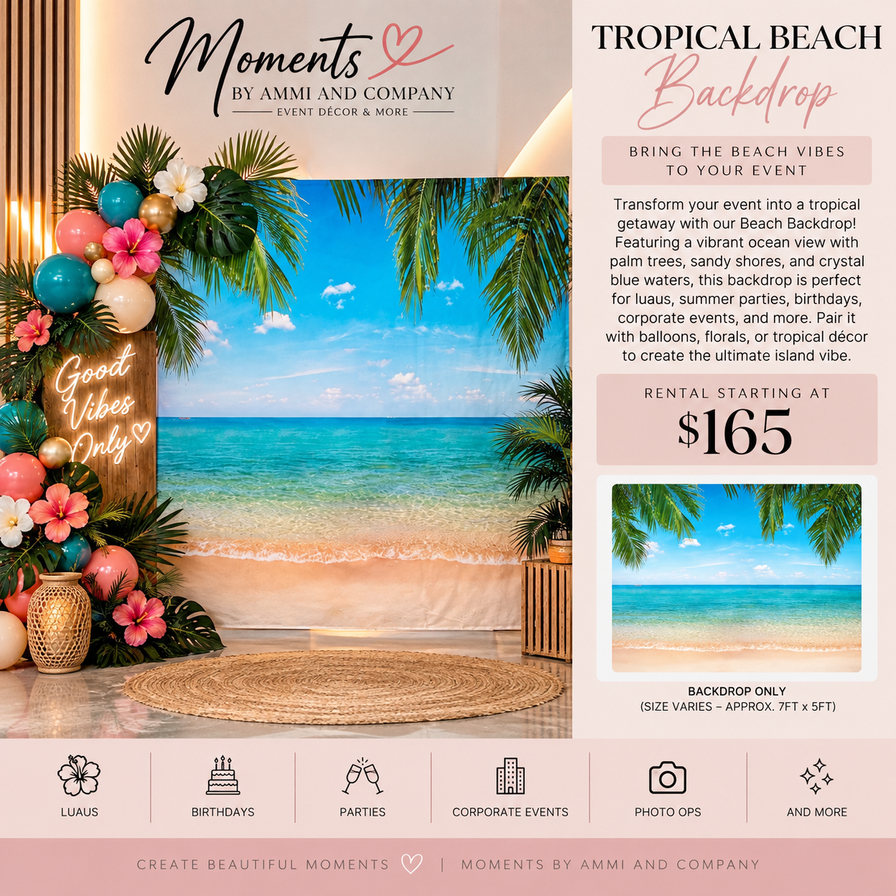 Tropical beach backdrop